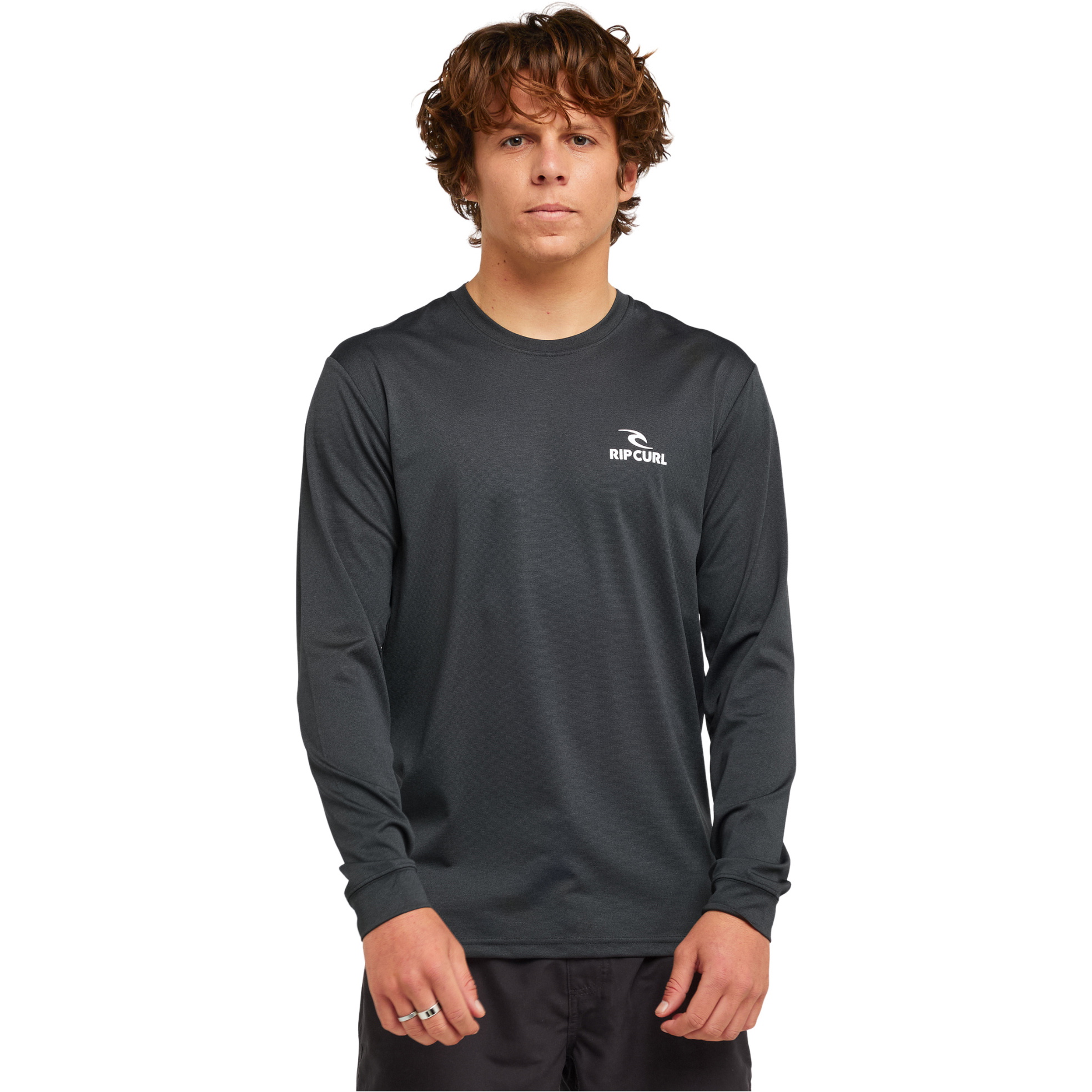 2026 Rip Curl Mens Stack UPF Long Sleeve Rash Vest 166MRV - Black Marle